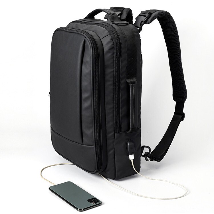 Rucsac extensibil laptop, Cracos, 40x30x20, multiple compartimente, port USB, maner lateral