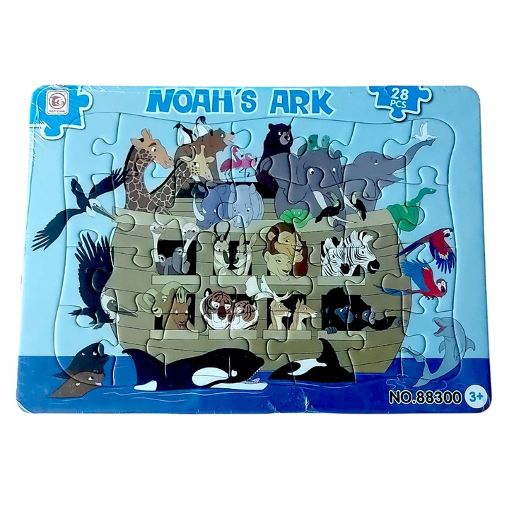 Oktató vallási puzzle, Noé bárkája, többszínű, 28 darab, óvodai tanuláshoz, 03 év+