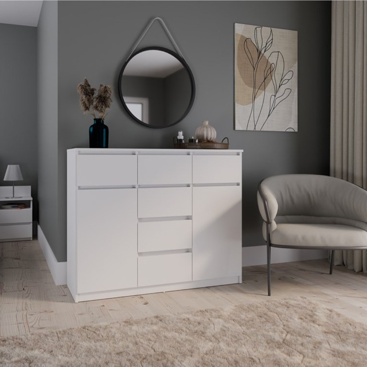 2D6S fiókos szekrény, 120x100x40 cm, fehér