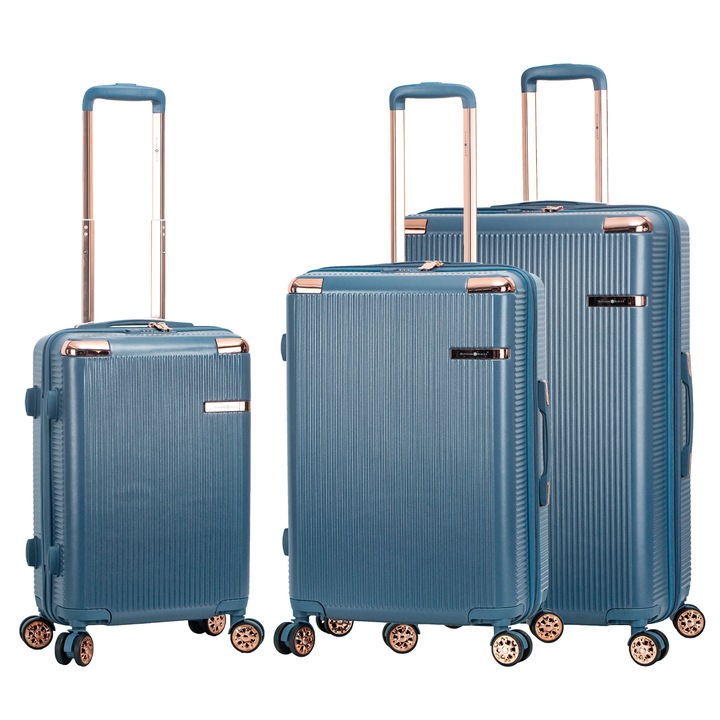 Set trolere Madisson SW44303, fermoar antifurt, 3 piese, policarbonat rezistent, cifru TSA, bleumarin