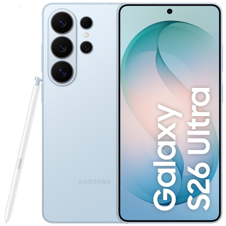 Смартфон Samsung Galaxy S26 Ultra, Dual SIM, 12GB RAM, 512GB, 5G, Sky Blue
