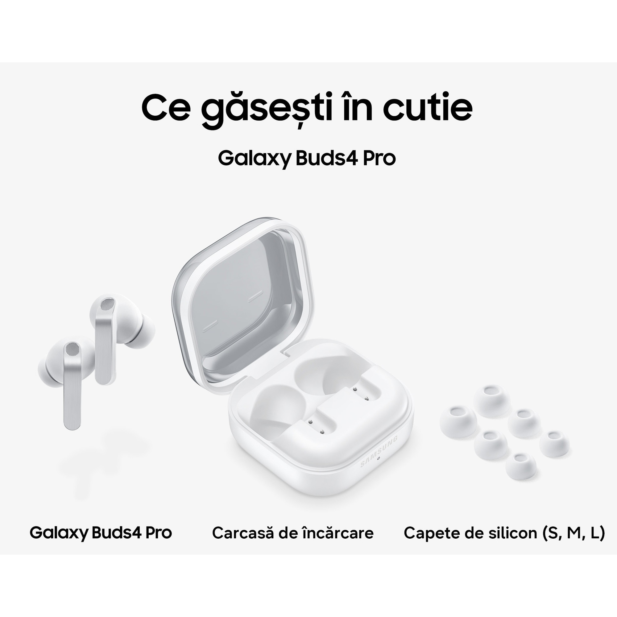 Samsung Galaxy Buds4 Pro ホワイト Casti bluetooth Samsung Galaxy Buds4 Pro, White - eMAG.ro
