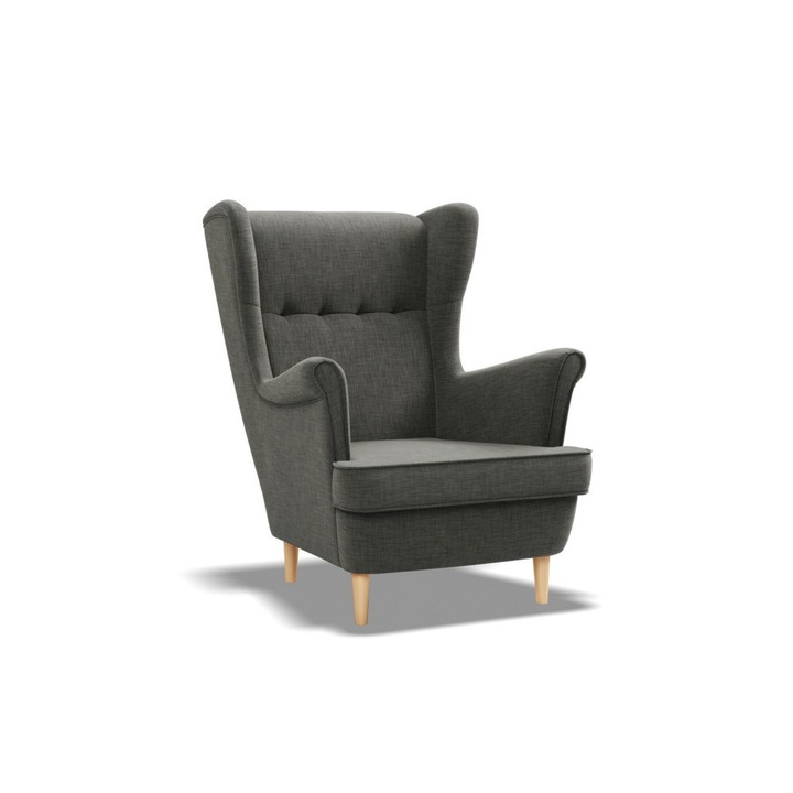 Uszak fotel, fonott, fekete