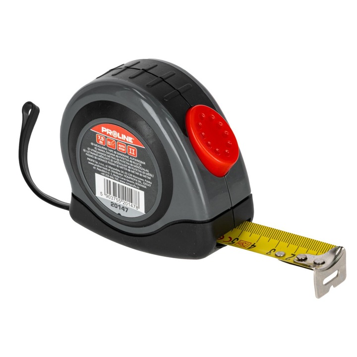 Ролетка 7,5 м/25 мм, автоматично заключване, гумирано покритие, карта Proline