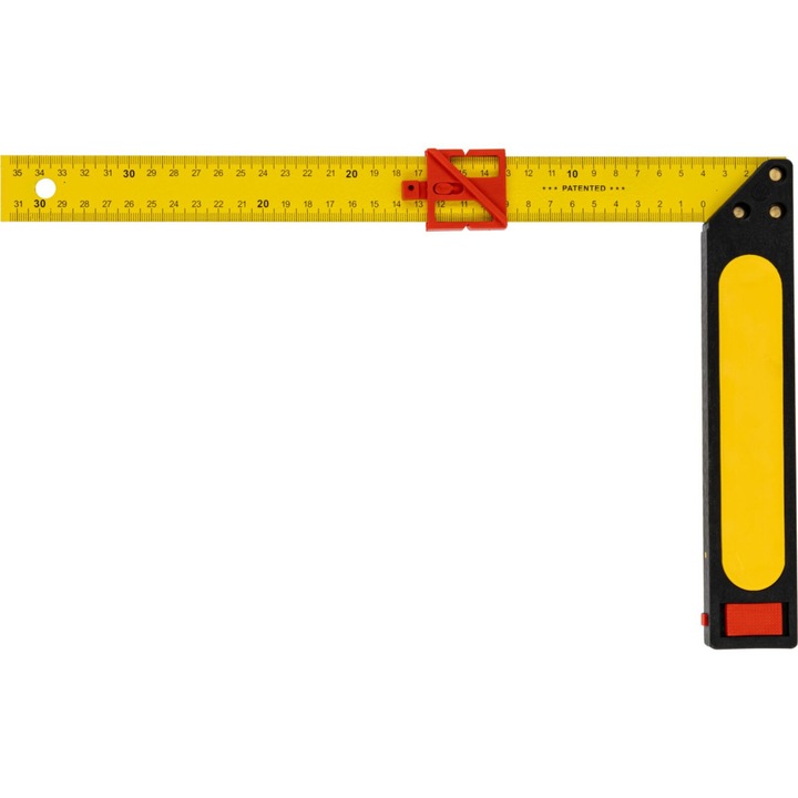 Echer cu opritor, scală metrică, 350 mm