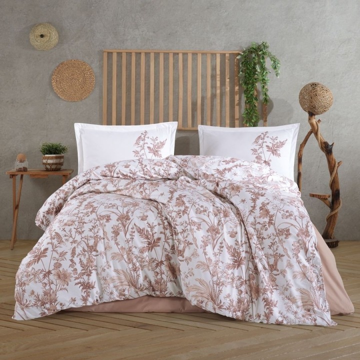 Kétszemélyes ágynemű virágokkal és levelekkel, 100% ranforce pamut, 4 részes, 240 x 260 cm, Különleges ágyneműk, Tole