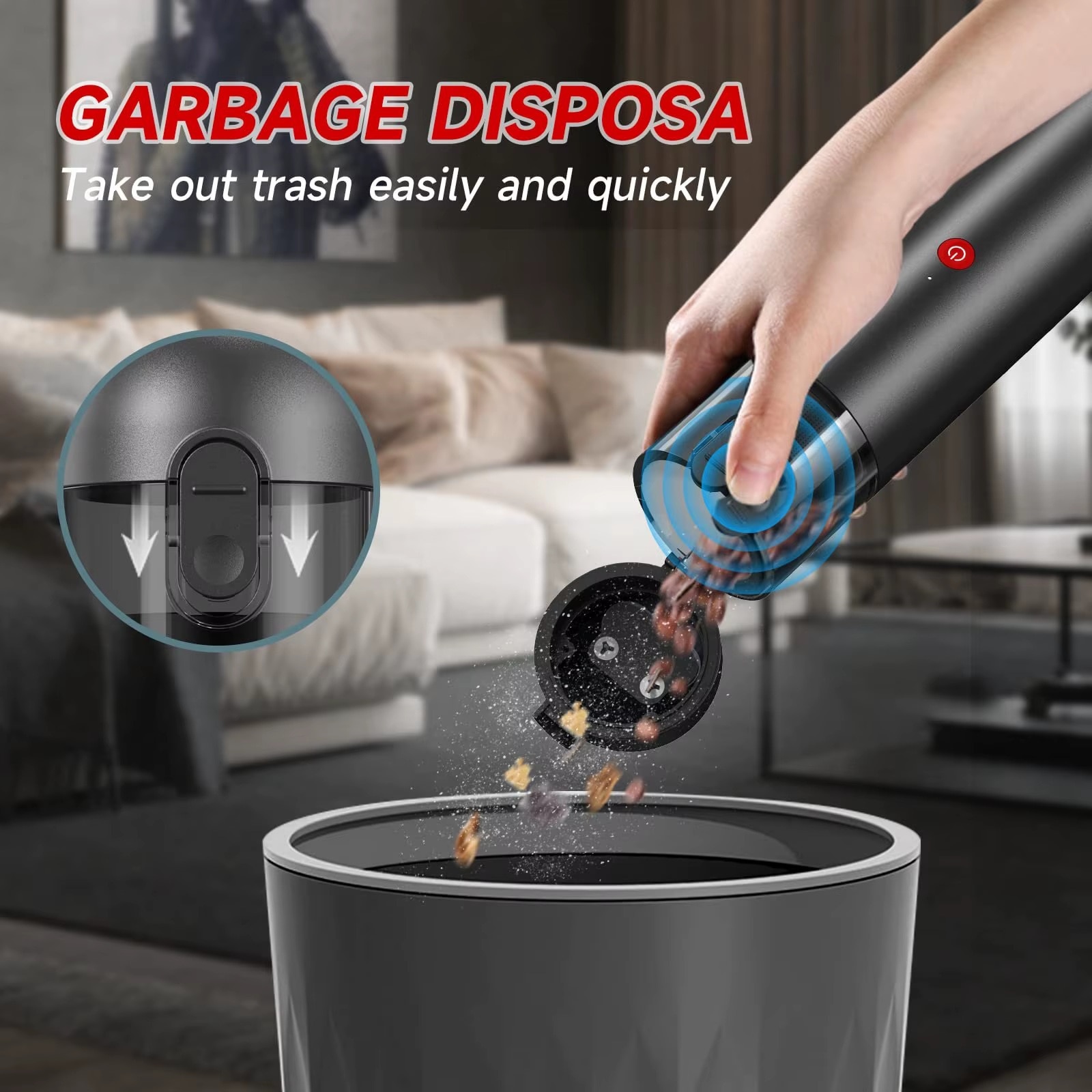 Aspirator portabil fără fir, 7500pa, design compact, 0.8l
