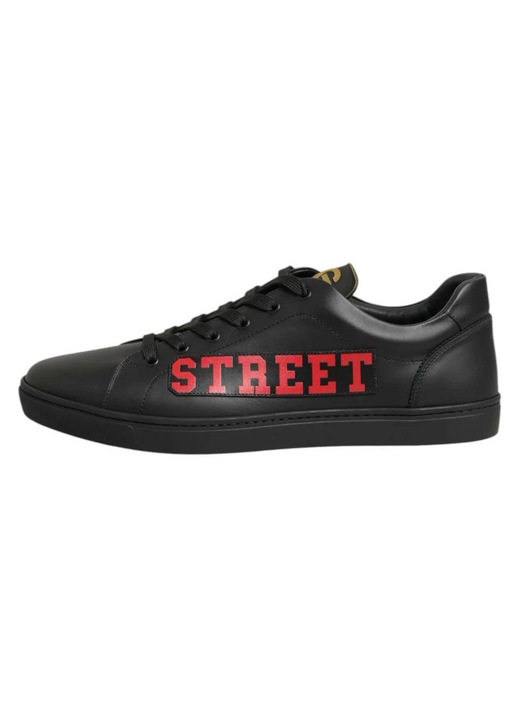 Pantofi sport din piele cu imprimeu, Negru, Negru