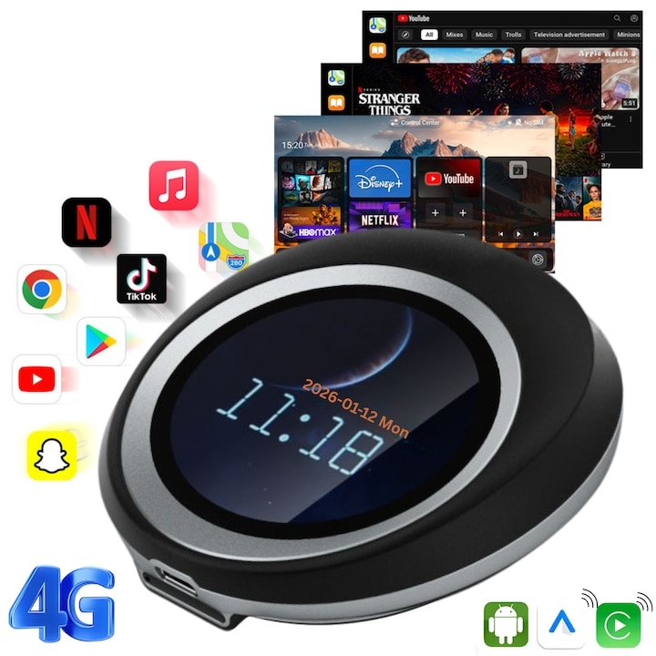 Modul Carlinkit Tbox Ambient, 8GB RAM, 128GB ROM, CarPlay si