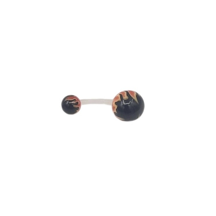 Percing de buric din silicon cu bile de plastic la capete de 8 si 4 mm rosu si negru 2, 5 cm Claudia