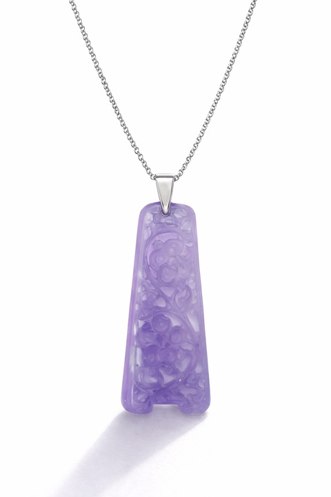 Colier dama cu pandantiv handmade ametist natural si lantisor din argint 925, Dual Stax®™