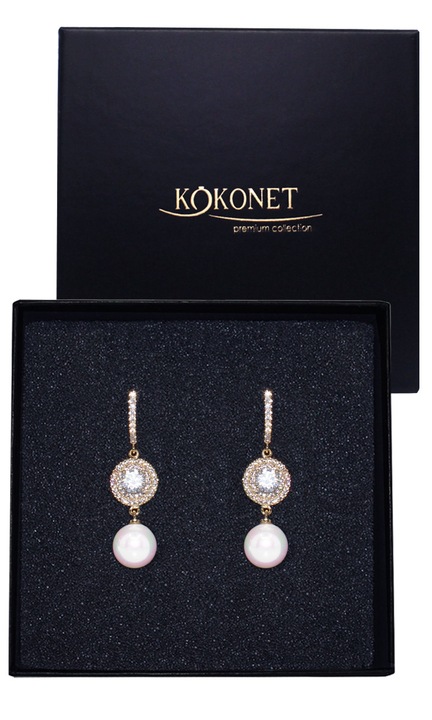 Cercei aurii, lungi, cu tortita, cu perla si zirconii, de NUNTA, luxosi, bijuterie decorativa, cercei AURII cu tortita si perla, de NUNTA, pentru nunta, mireasa, stil VINTAGE, aspect pretios