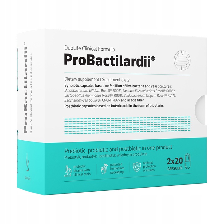 Supliment alimentar DuoLife Probiotic Prebiotic Postbiotic capsule 40 buc. de probactilardia