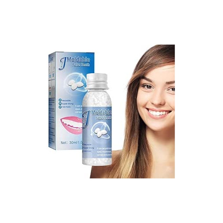 Kit Reparare Dinti TrioStore® Profesional Pentru Reparatie Dentara Temporara, Kit Reparare Dinti Cu Granule Reutilizabile Non Toxic, Reparatie Dentara Temporara Pentru Uz Acasa, Fixare Provizorie, Bilute Modelabile, 30 ML