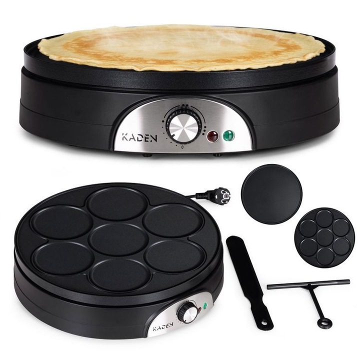 Aparat De Preparat Clatite Si Pancakes 2 in 1, Tigaie Antiaderenta, Putere 1500W