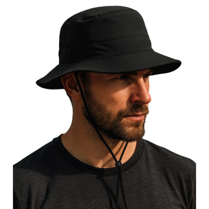 Palarie Barbati Tip Bucket, Agrafka, Negru, 100% Nailon, Uscare Rapida, Marime Universala 56-58 cm