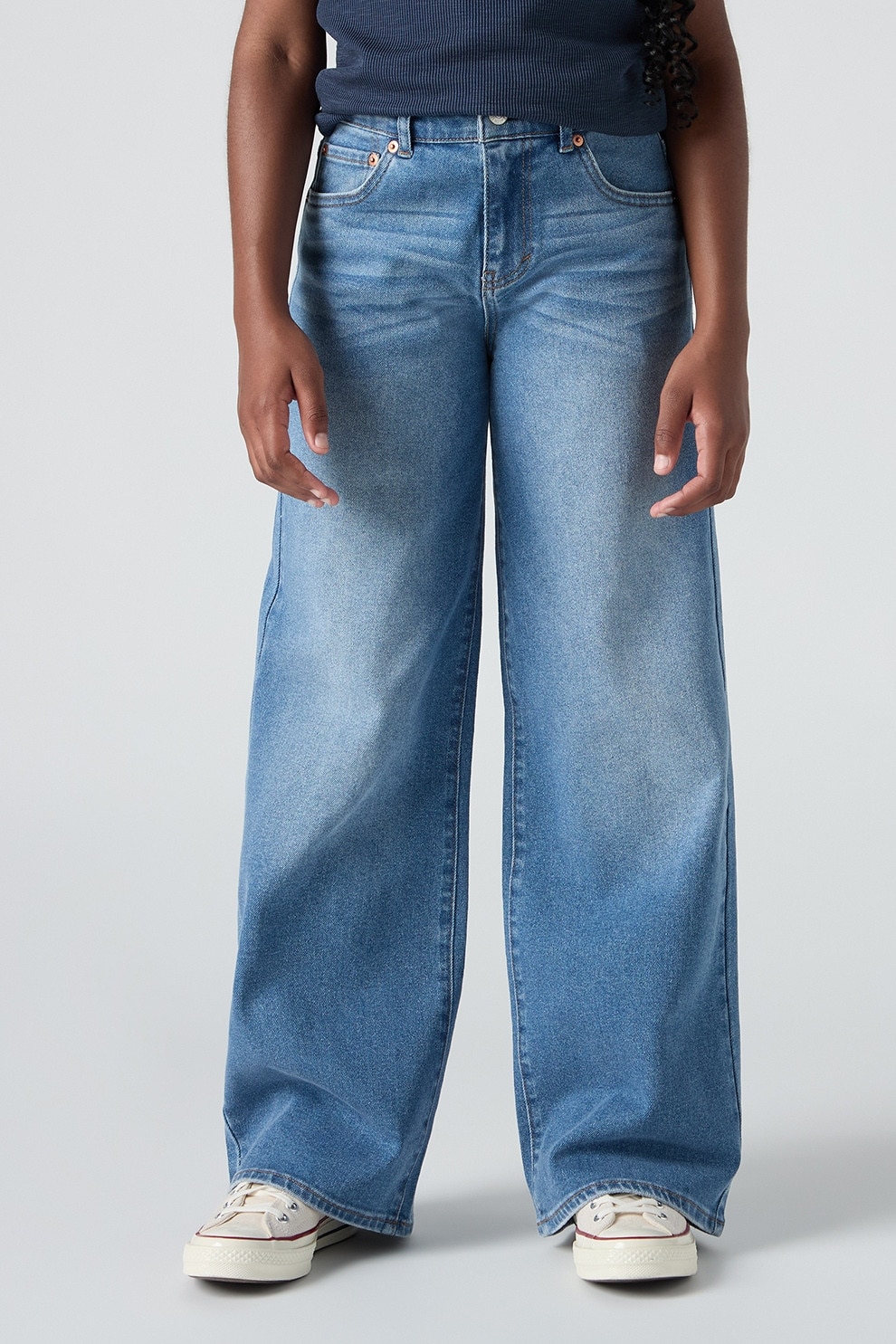 Levi's, Blugi cu croiala ampla si talie inalta, Albastru melange, 164 CM