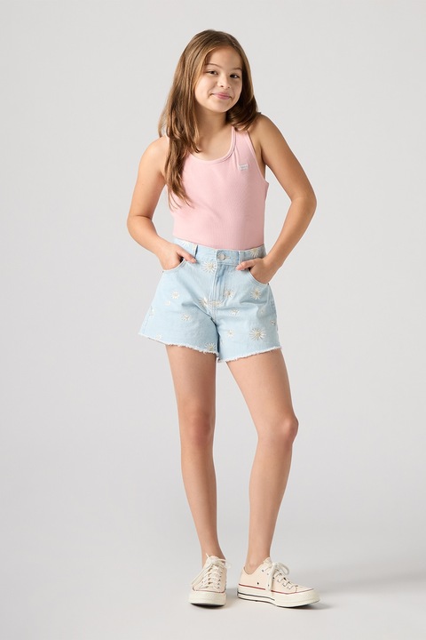 Levi's, Daisy farmer rövidnadrág hímzett virágokkal, Melange világoskék