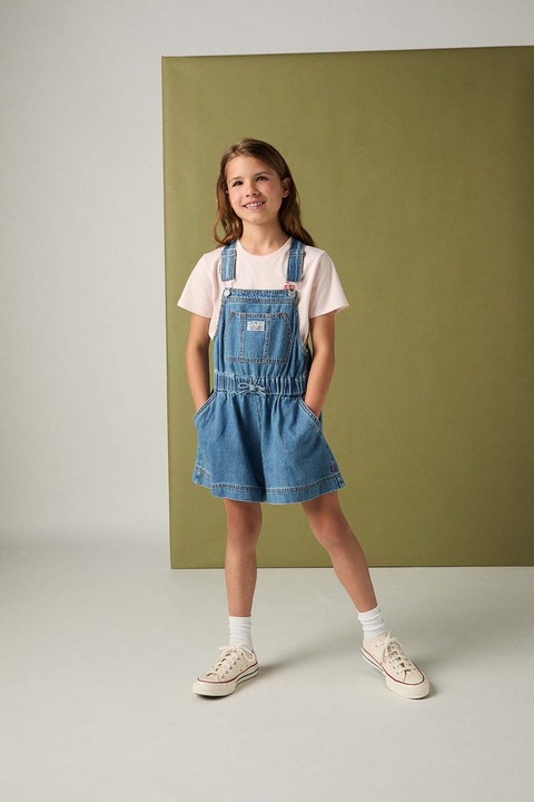 Levi's, Salopeta scurta din denim, Albastru melange