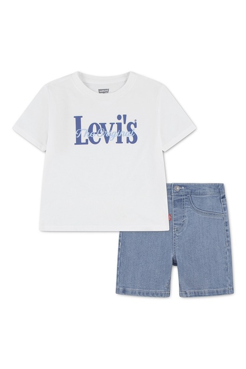 Levi's, Set de tricou si blugi - 2 piese, Alb/Albastru prafuit