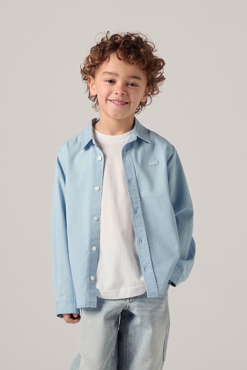 Levi's, Camasa din denim cu detaliu cu logo Battery, Albastru pal