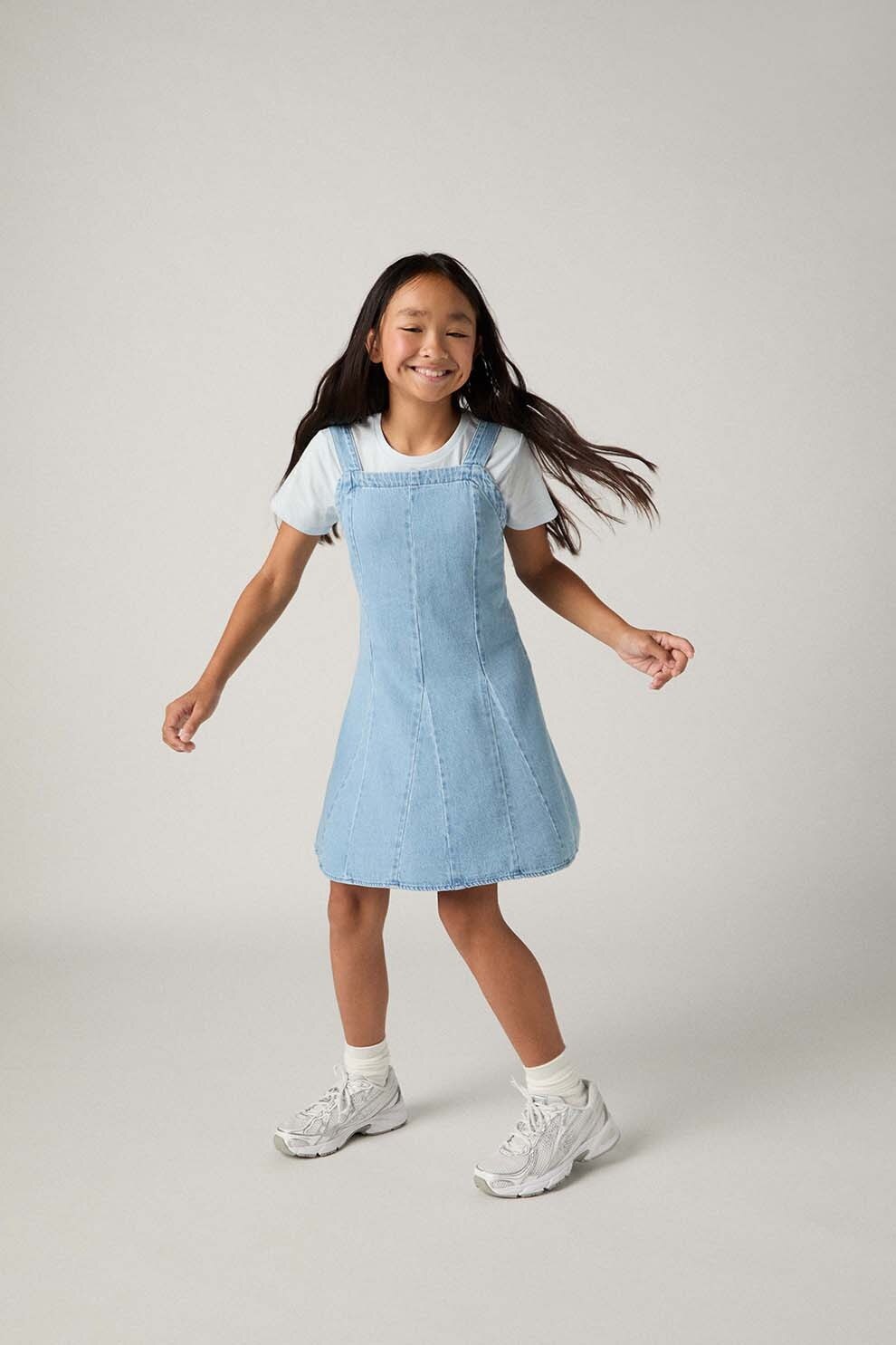 Levi's, Sarafan din denim, Albastru deschis, 158 CM