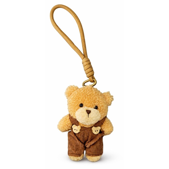 Breloc NICHITA IMPEX Ursulet salopeta Maro 12 cm, breloc de plus cu inel metalic