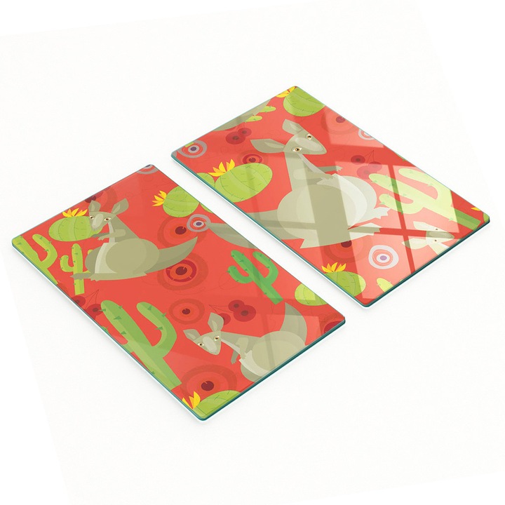 Tulup 2 db-os dekoratív üveglap készlet, 30x52 cm, csúszásmentes, magas hőmérsékletnek ellenálló