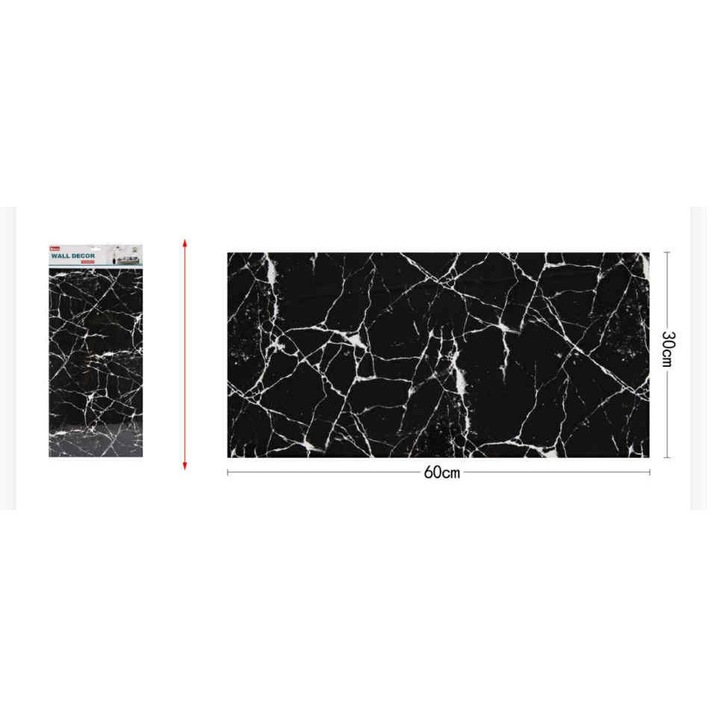 Exkluzív Fekete Márványmintás Öntapadós Fali Dekoráció 60cm x 30cm