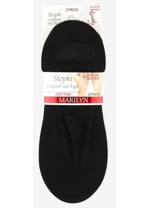 Set 2 perechi talpici microfibra cu silicon si talpa din bumbac Marilyn Comfort Classic, Negru
