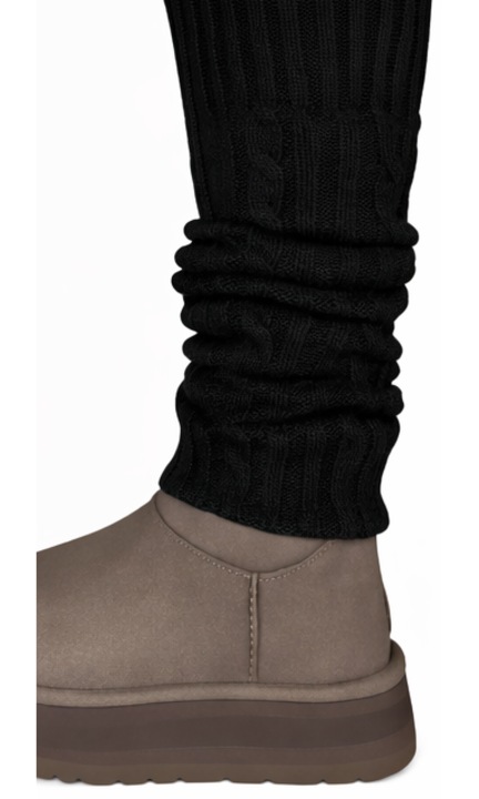 Jambiere tricotate Macrine's, 100% casmir, Negru, marime universala