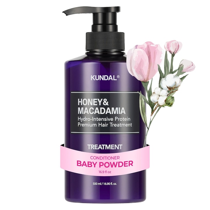 Kundal Honey & Macadamia Protein Hajbalzsam - Baby Powder illat 500ml