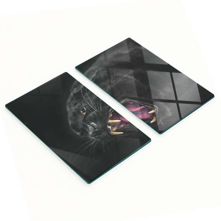 Tocatoare de bucatarie, Tulup, set 2 bucati, sticla, 30x52cm, antiderapante, rezistente la temperaturi ridicate