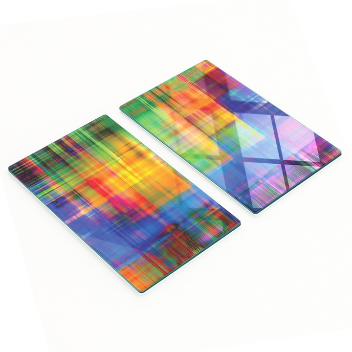 Tulup üveg vágódeszka szett, 2 db, 30x52cm, csúszásgátló, hőálló, többszínű