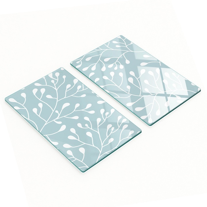 Set 2 Placi decorative Tulup, Sticla, 2x30x52 cm, Alb