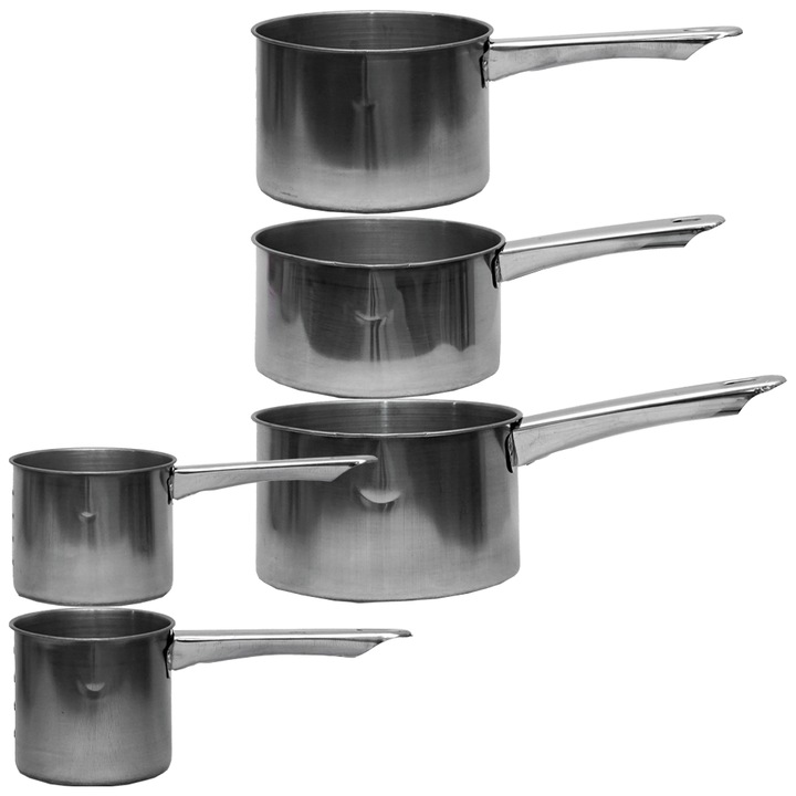 Set 5 cratite economice cu maner lung 0.5–2.1 L