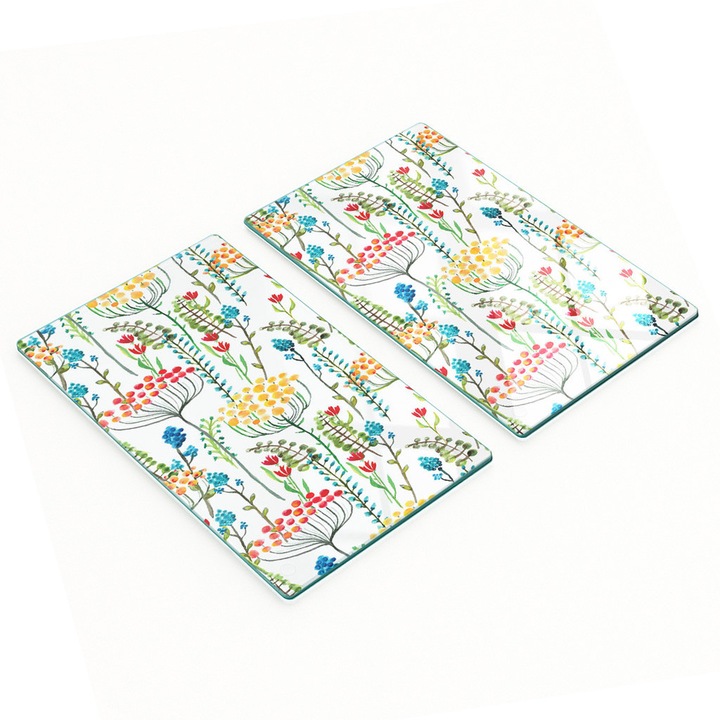 Dísztányérok, Tulup, 2 üveglap készlet, 2x30x52cm, csúszásgátló, magas hőmérsékletnek ellenálló