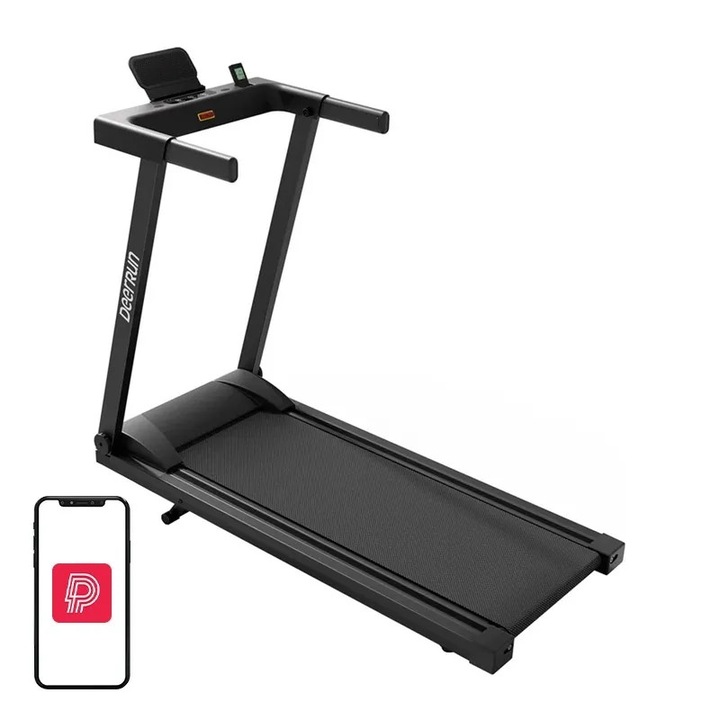 Бягаща пътека DeerRun A1 Pro Move, 6% наклон, максимално натоварване 136 kg, черен цвят, размери 1235x611x1132mm