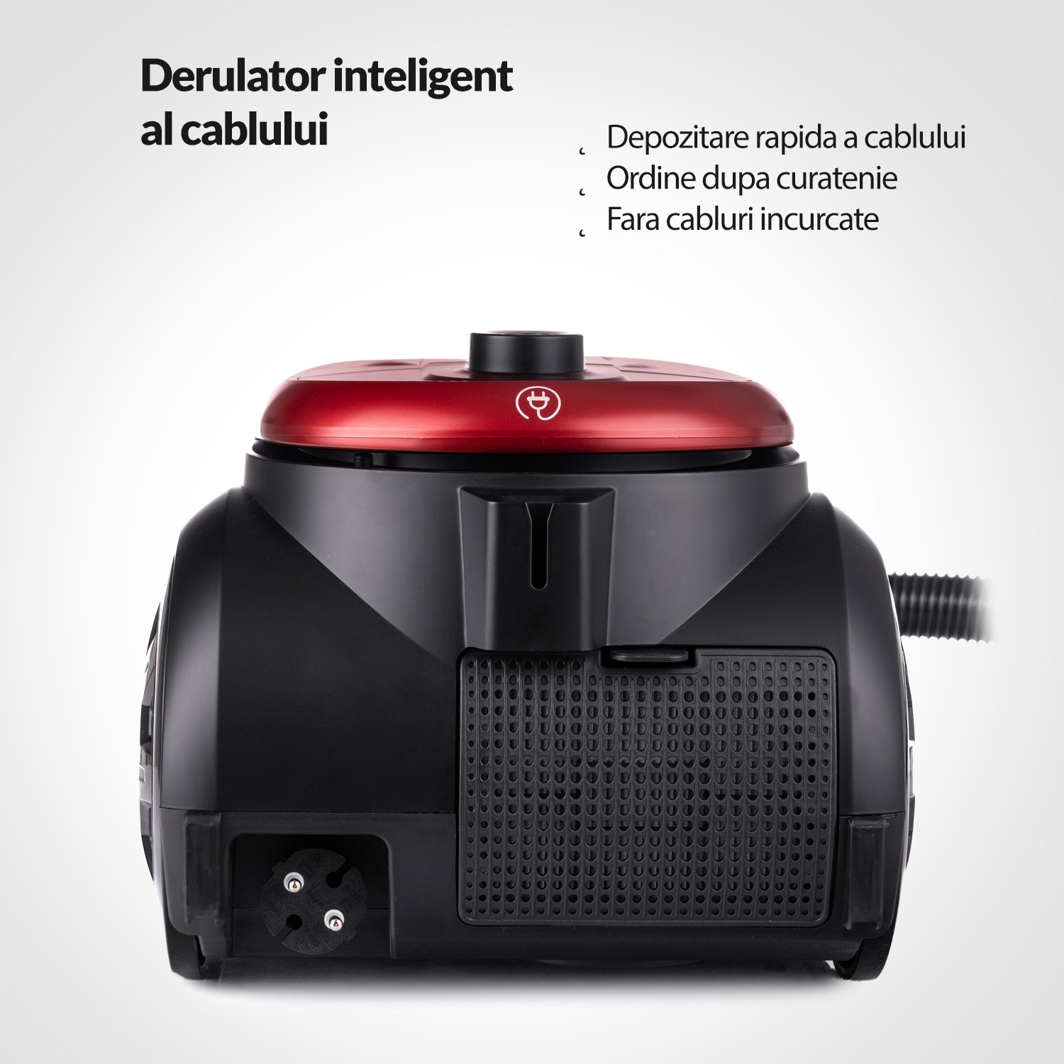 Aspirator ciclonic Lehmann Virelli, 900W, 19 kPa, 2 filtre HEPA, recipient 2.5L, negru, set complet accesorii
