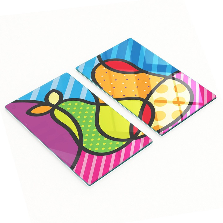 Tulup Dekorációs Üveglap Készlet, Edzett Üveg, 2x30x52 cm, Csúszásmentes, Hőálló