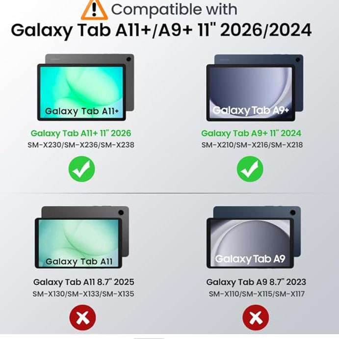 Husa tableta, VIENOD®, Compatibil cu Samsung Galaxy Tab A11+ 2025/A9+ 2023, 11'', Functie sleep/wake-up, Antisoc, Rezistent la uzura, Usor de instalat, Portabil, Design ergonomic, TPU/Piele ecologica, Albastru
