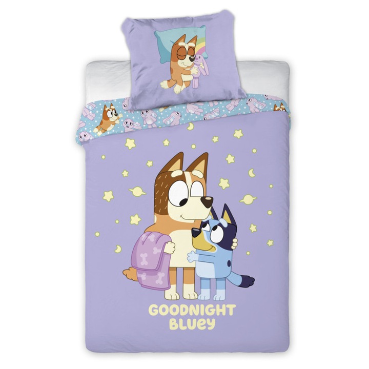 Bluey Goodnight спално бельо 140×200cm, 70×90 cm