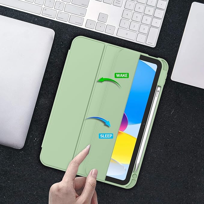 Husa de protectie pentru tableta, potrivita pentru iPad Air 11" 8/7/6generatii(M4/M3/M2 )2026/2025/2024, iPad Air 5/4 generatii 2022/2020 10.9 ", functie automata trezire/sleep, cu tava pentru stilouri, Verde Matcha