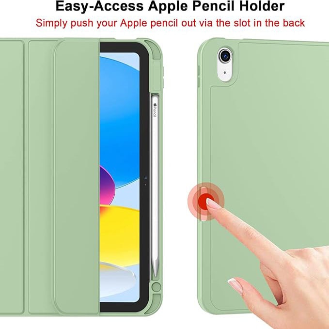 Husa de protectie pentru tableta, potrivita pentru iPad Air 11" 8/7/6generatii(M4/M3/M2 )2026/2025/2024, iPad Air 5/4 generatii 2022/2020 10.9 ", functie automata trezire/sleep, cu tava pentru stilouri, Verde Matcha