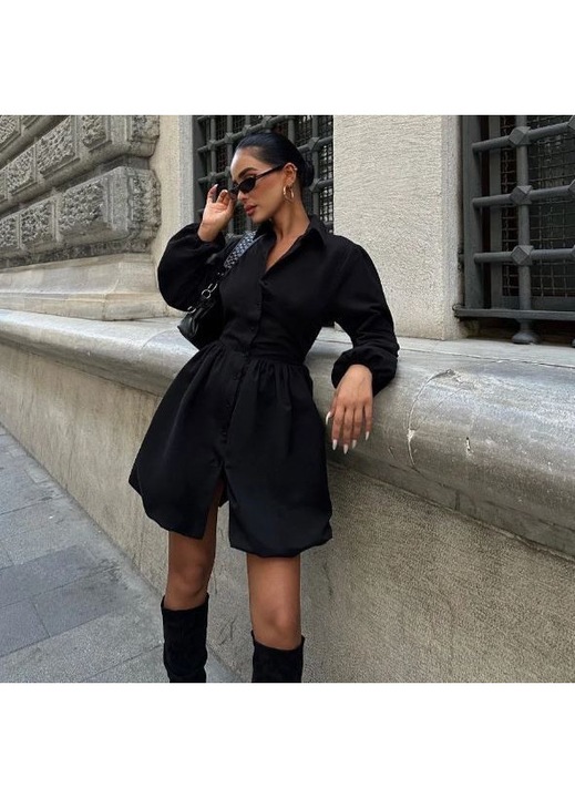 Rochie Tendeza mini balloon, neagră, bufantfwqdwq, Negru