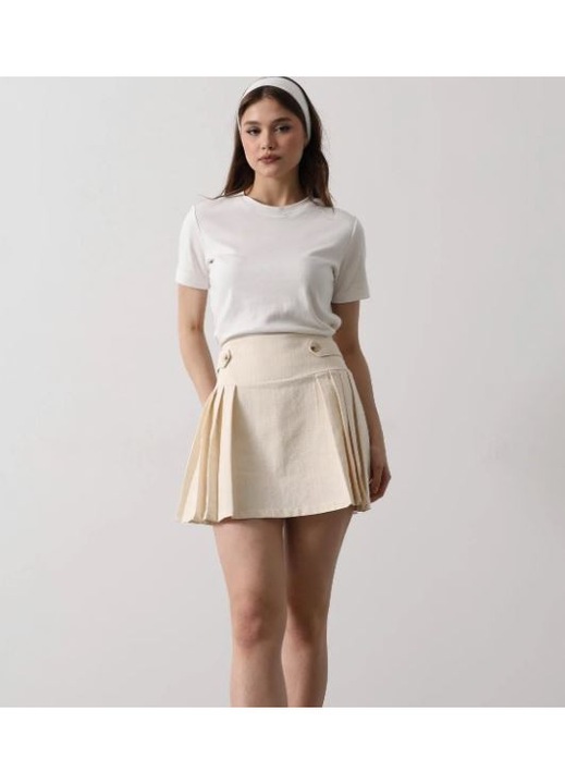 Fustă Tendeza plisată ecru, Ecru