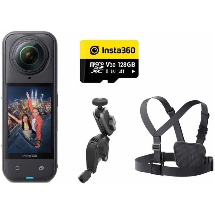 Спортна видеокамера Insta360 X5, 8K, Cycling Bundle