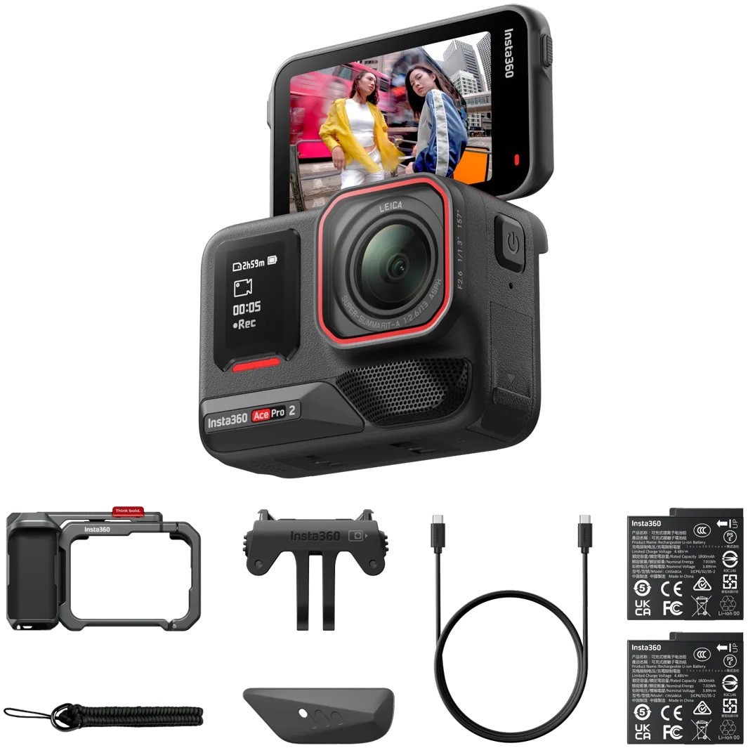Camera video sport Insta360 Ace Pro 2, 8K, Dual-Battery Xplorer Bundle, Slate Gray