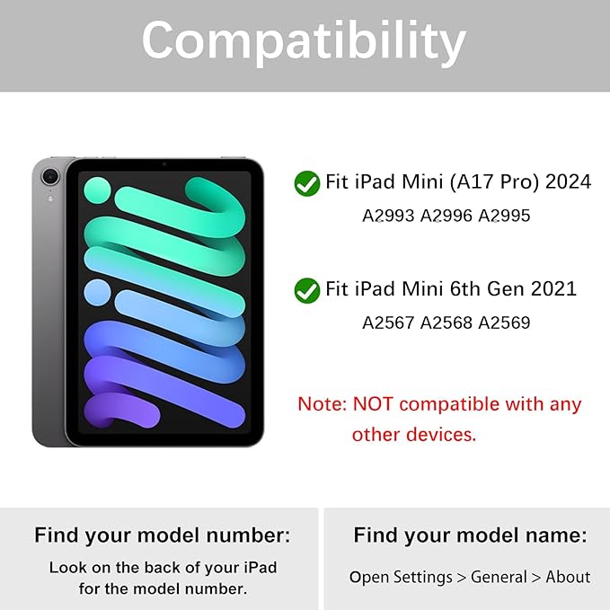 Husa inteligenta subtire, pliabila, cu suport, pentru iPad mini a 7-a generatie (A17 Pro 2024) / iPad mini a 6-a generatie 2021, cu functie automata de trezire/somn, material TPU moale, slot pentru Apple Pencil si culoare, Negru