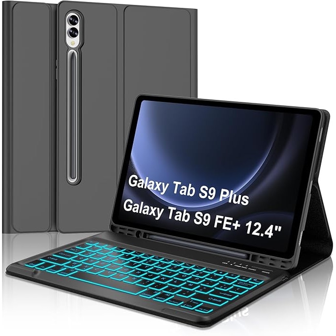 Husa si tastatura cu Iluminare compatibila cu Samsung Tab FE+/S9 FE Plus 12 "4"